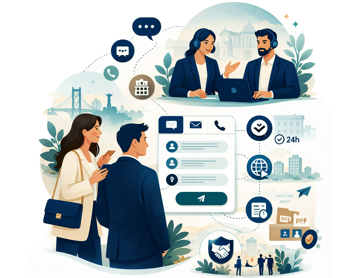 Ilustração de contato e atendimento da GarantePass